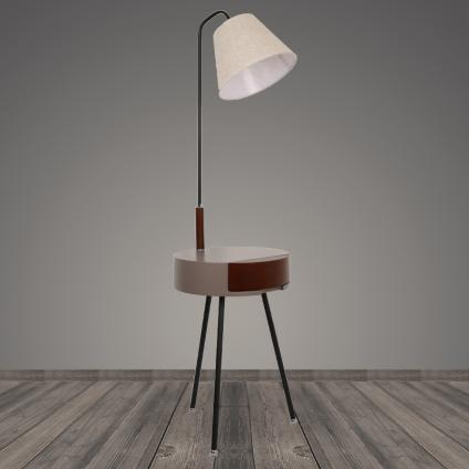 Торшер со столиком 8069Y серый/белый абажур 1x40W E27 h140cm, DUO22